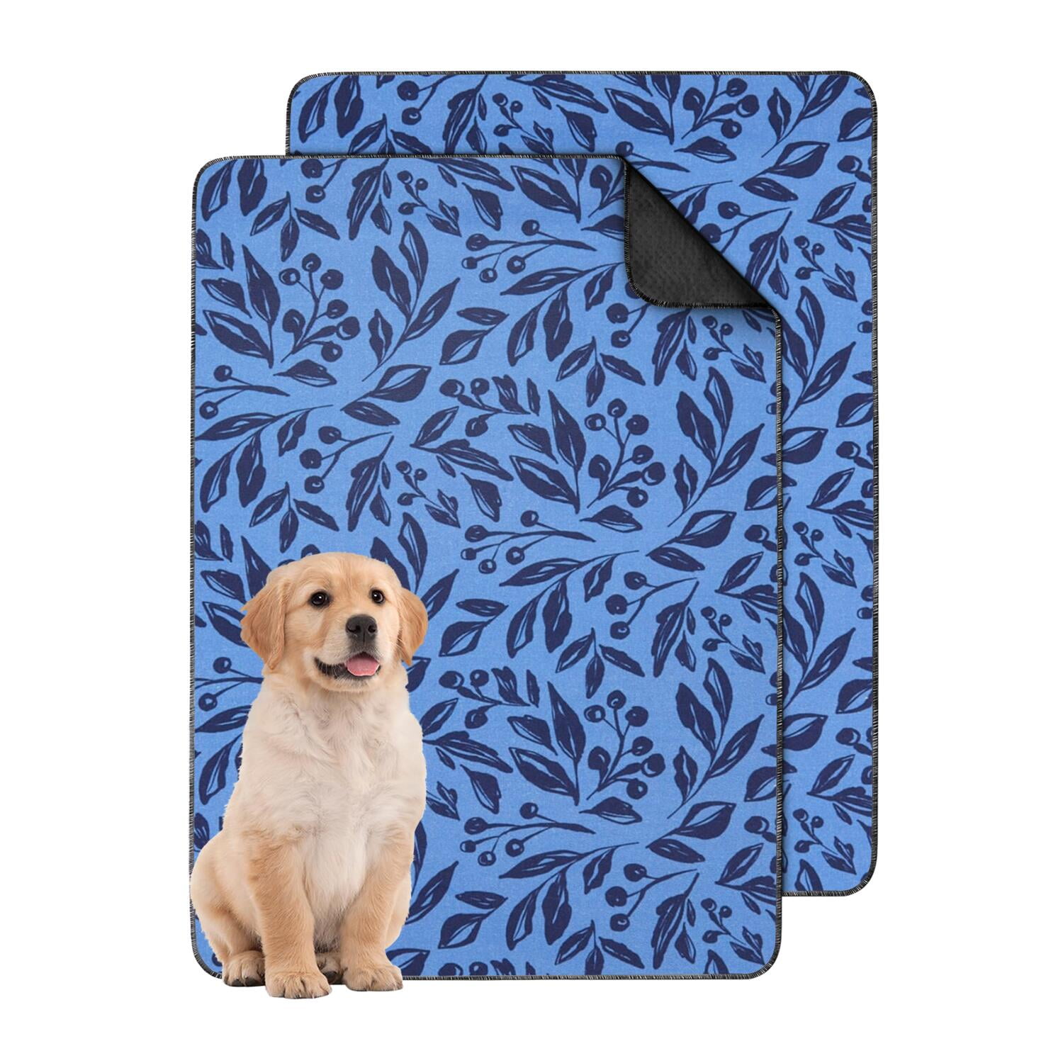 2-Set Floral Print Pet Potty Pads, Washable Reusable Dog Training Mats 24x35 Inch, Non-Slip Puppy Housebreaking Solution for Indoor Use