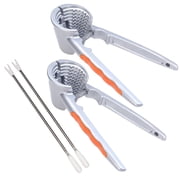 2 Set of Funnel Nut Crackers for All Nuts Pecans with Pick & Non-Slip Handle, Heavy Duty Nutcracker Tool, Kitchen Walnut Cracker Clamp Pliers Opener Tool Aluminum Alloy, Silver