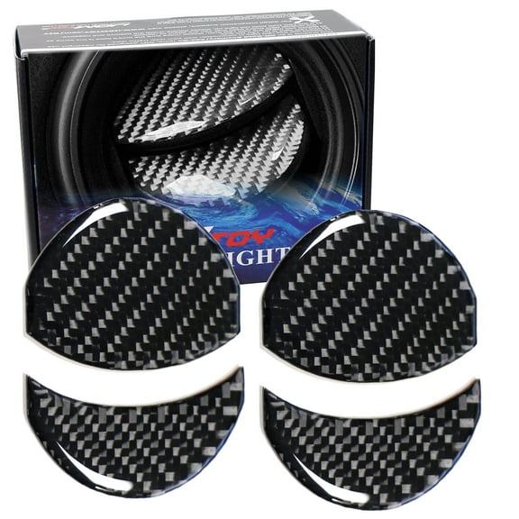 2-Set Gloss Black Real Carbon Fiber Overlay Decoration Trims For 2013-2016 Scion FR-S, 2017-2021 Toyota 86, 2013-2021 BRZ Side AC Vent Covers