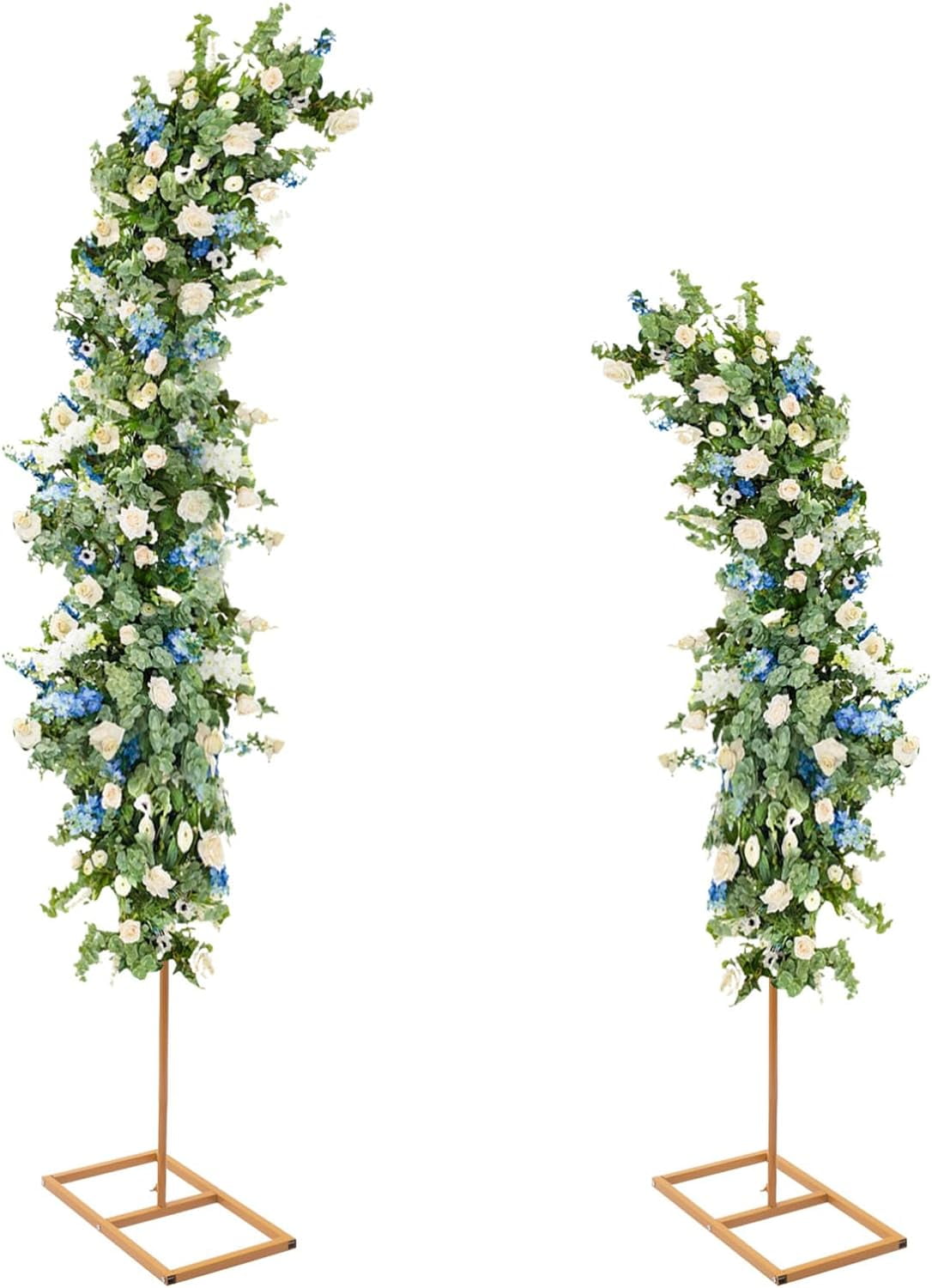 2 Set of Gold Metal Curved Top Wedding Arch Frames Curved Metal Stands ...