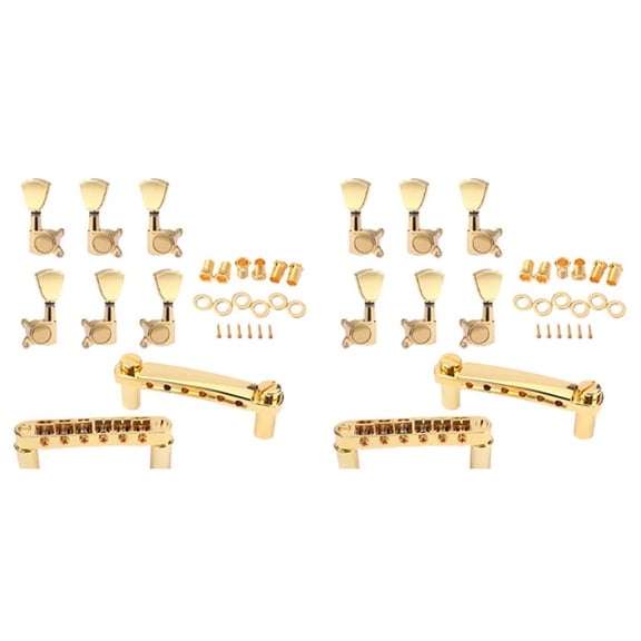 2 Set Gold String Saddle Tune-O- Bridge&Tailpiece for Gb Lp Style Electric Guitar