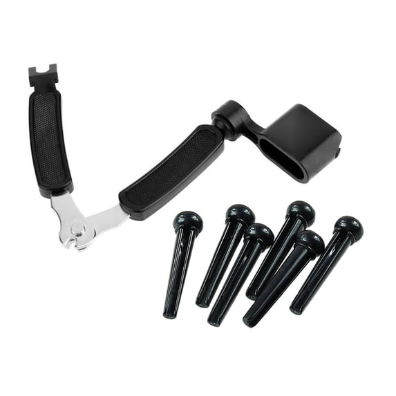 2 Set Guitar Accessories: 1 Set Bridge Pins Saddle Nut Parts Black & 1 Pcs 3 in 1 Guitar Peg String Winder