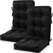 2 Set High Back Rocking Chair Cushions Large Anti Slip Chair Pads 43"x19"x3" Indoor Outdoor with Ties Waterproof Fade Resistant Lounger Chair Cushions for Rocker(Black)