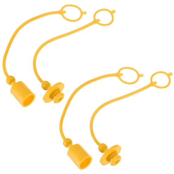 2 Set Hydraulic Coupler Dust Cap 3/8 ISO-A with Retention Ring Yellow