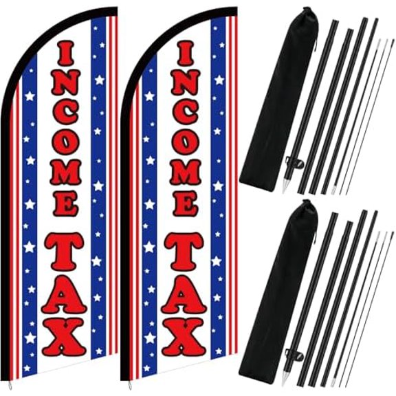 2 Set Income Tax Feather Flag Pole Kit 8.2ft Income Tax Service Advertising Feather Banner Swooper Sign with Flag Pole Kit and Ground Stake$$Other