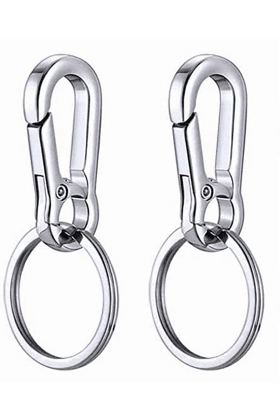 2 Set Key Chain Key Rings Metal Clasps Keychain Ring Hook Clip Snap for Keys, Lanyards Jewelry Findings, Round Edged