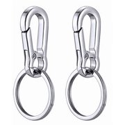 2 Set Key Chain Key Rings Metal Clasps Keychain Ring Hook Clip Snap for Keys, Lanyards Jewelry Findings, Round Edged