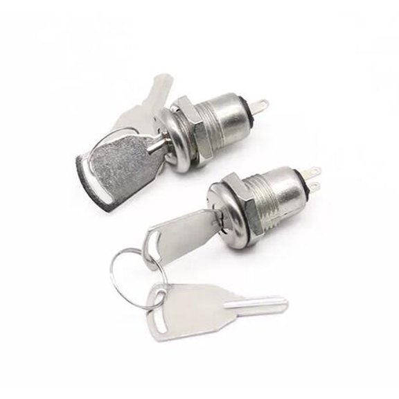 2 Set Key Switch OFF-ON Lock Metal Toggle Security Switch KS-02 with Keys, Chrome Plated Electronic Lock Switch