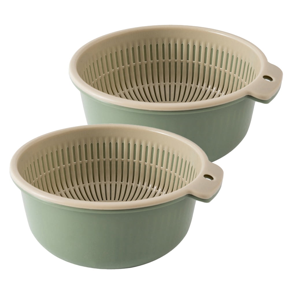 2 Set Kitchen Colander Bowl Pasta Strainer Plastic Fruit Bowl Colanders