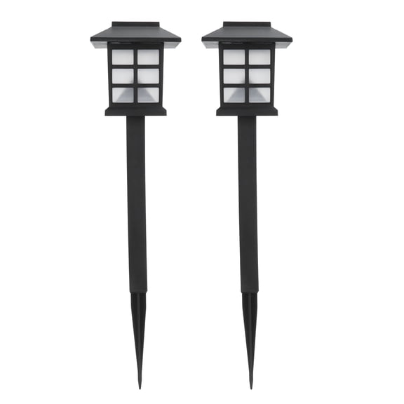 2 Set LED Solar Lawn Light Waterproof Small House Shaped Stake Light Walkway Light