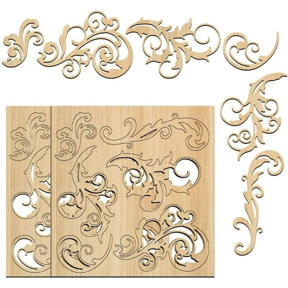 2 Set Leafy Swirls Embellishments for Crafting 5.7x6 Inch 12pcs Curved Vine Laser Cut Chipboard Embellishments for Card Making and Scrapbooking colorful