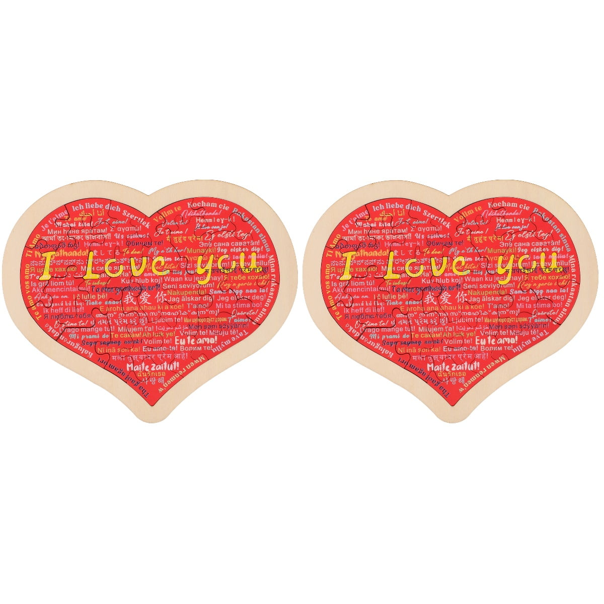 2 Set Love Puzzle Girl Toys The Gift Heart Puzzle Toy for Kids Wooden