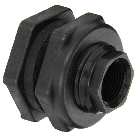 2 Set - Manufacturer Banjo Part Number TF075 Product Polypropylene Bulkhead Fitting, 3/4" NPT Female, Connection Type FNPT x FNPT, Required Hole Size 1 5/8 in