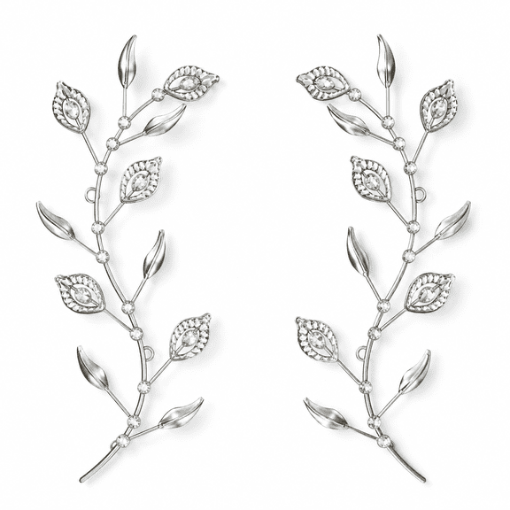 2 Set Metal Tree Leaf Wall Art For Home Decor Living Room Bedroom Dining Bling Rhinestone 3d Iron Branch Hanging Sculpture Pieces
