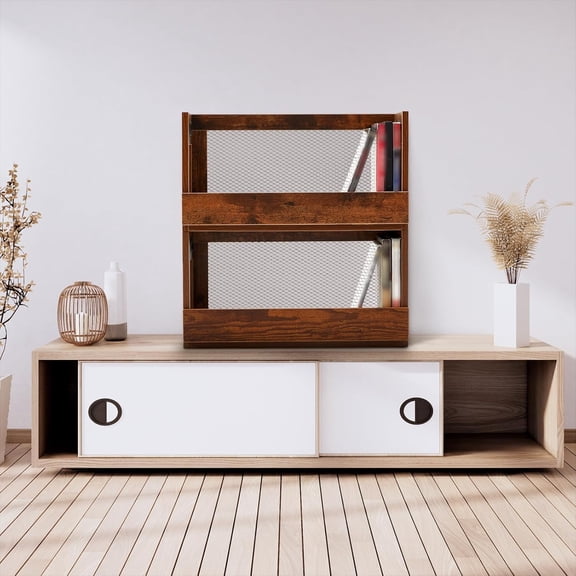 2 Set Metal & Wooden DVD Storage Box Movie Holder Shelf Tape Display Racks with Carrying Handles, Organizer Shelf for Video Game Cases, CDs, Each Set Can Store Up to 26 Pcs DVDs