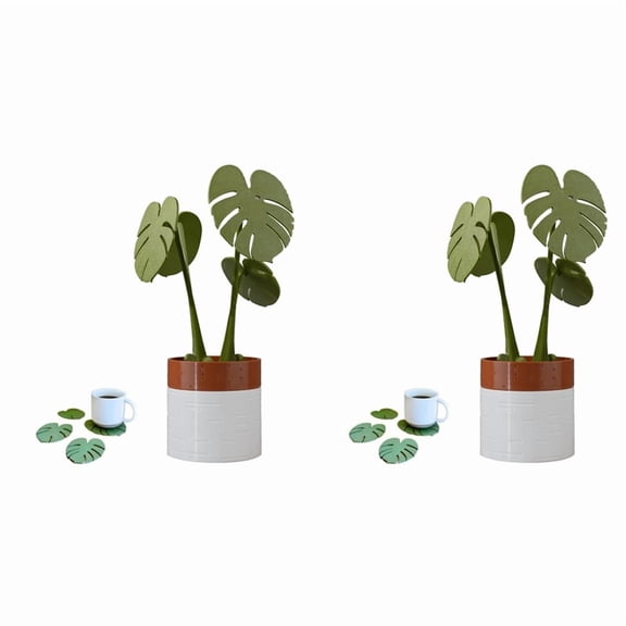 2 Set Monstera Plant Coasters Set 3D Printed,Waterproof&Anti-Scald Plant Coasters, 3D Printed Coasters Magnetically A