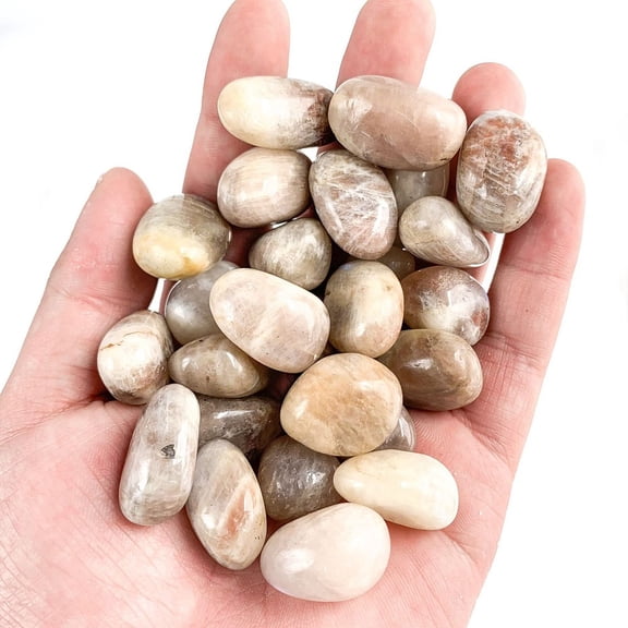 2 Set Mother's Day Gifts Natural Moonstone Healing Stones Oval Stones Pocket Palm Stones for Reiki Balancing 15~20mm 50g/set