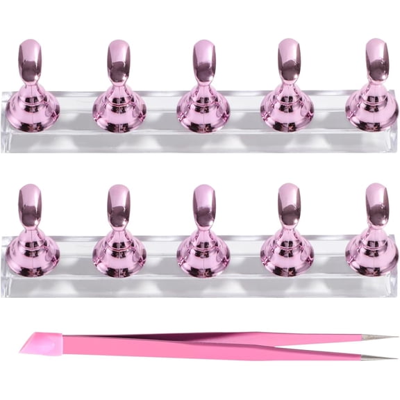 2 Set Nail Holder Painting Stand, Magnetic Fake Acrylic Nail Display Base for Salon Home