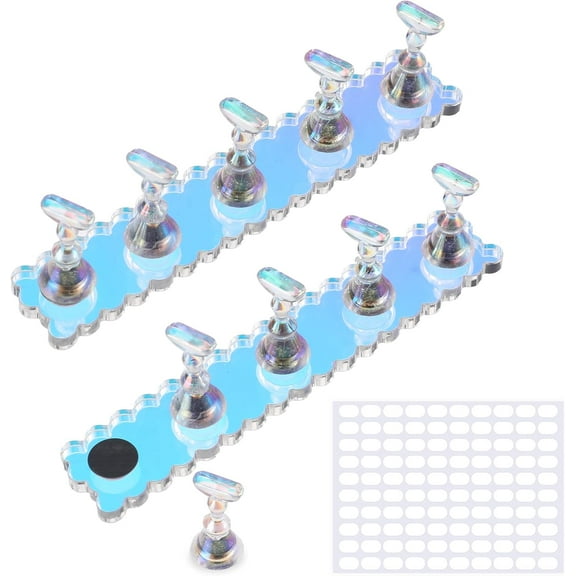 2 Set Nail Holder for Painting Nails, Press on Nail Stand with Double-Sided Nail Glue, Magnetic Fake Nail Holder for Home Diy Beginner Salon Supplies