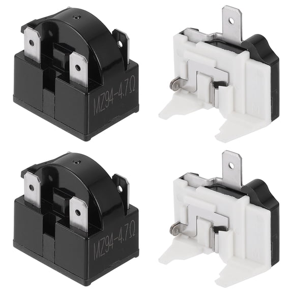 2 Set PTC Refrigerator Starter Relay 4.7 Ohm 4 Pin and 1/2HP Overload Protector QP2-MZ94
