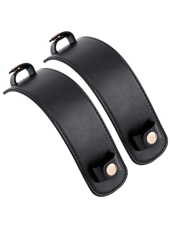2 Set PU Leather Shoulder Strap Pads Bag Handle Wrap Protector Cover with Alloy Snap Button Black 27.7x5x0.4cm