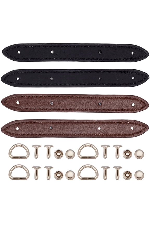 2 Set PU Leather Side Purse Buckle with Screws Bag Strap Mount Hook Detachable Purse Suspension Clasp Connector Rectangle Leather D Ring Clips