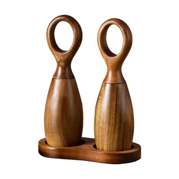 2 Set Pepper Grinder Salt Mill Seasoning Mill Wooden Construction for Home Cooking and Restaurant