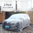 2 Set Plastic Car Cover 15.7 x 24.6 ft Universal Disposable Clear Car