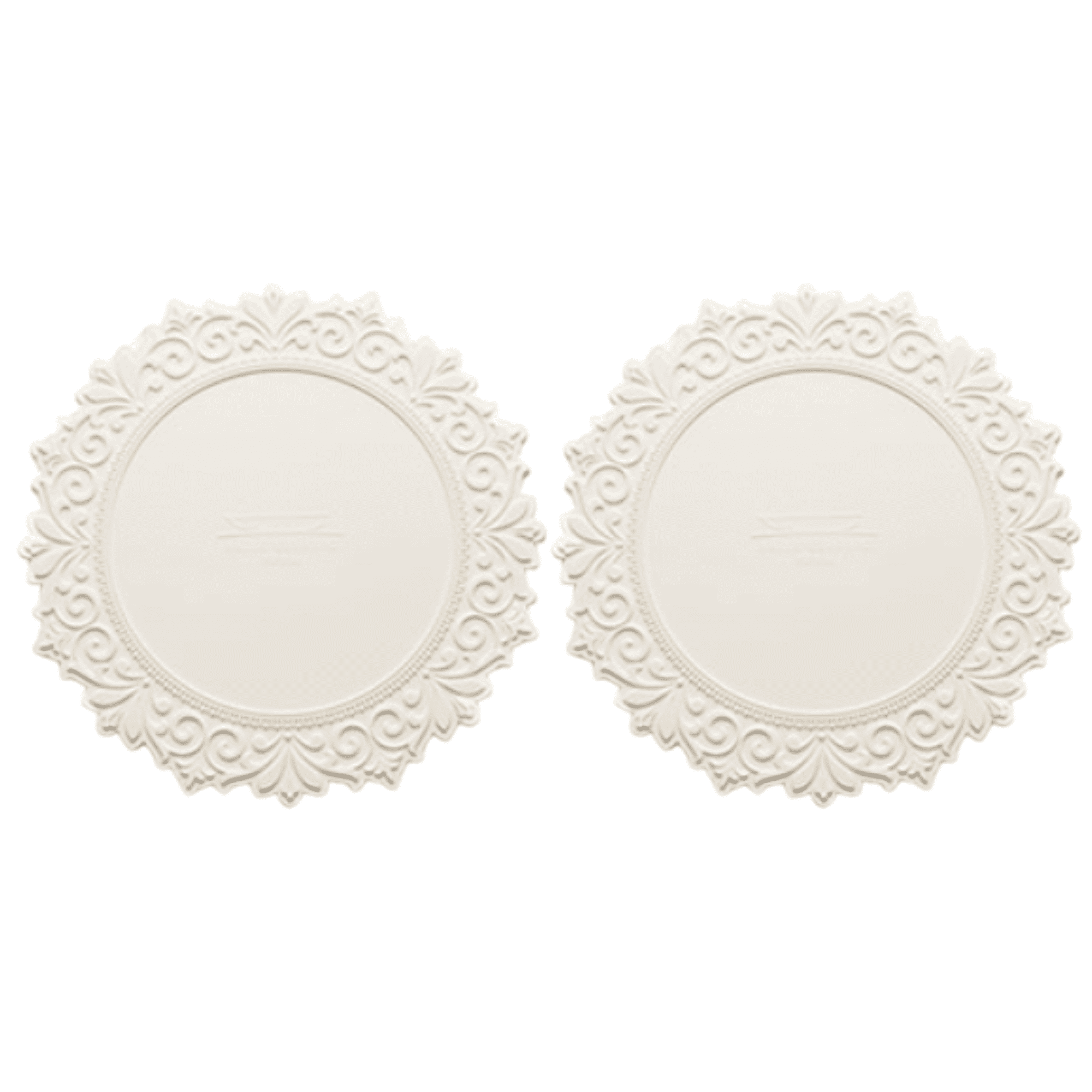 2 Set, Premium 14" Silicone Placemat – Heat-Resistant, Non-Slip & Waterproof – Easy to Clean, Dishwasher Safe Table Mat for Dining & Kitchen (Ivory)