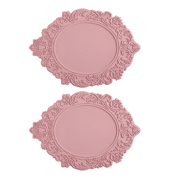 2 Set, Premium 18" Silicone Placemat – Heat-Resistant, Non-Slip & Waterproof – Easy to Clean, Dishwasher Safe Table Mat for Dining & Kitchen (Pink)