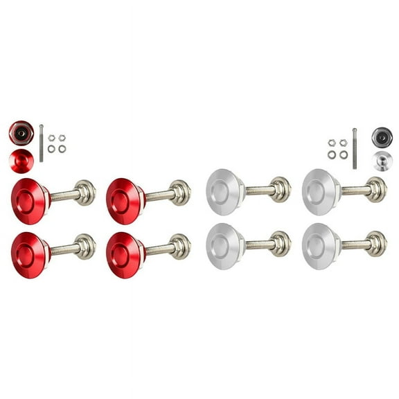 2 Set Quick Release Push Hood Latch Button Car Pin Bonnet Lock Bumper Clip Latches Silver & Red