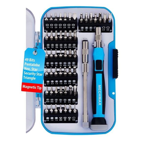 MECHMAX 51-Piece Magnetic Precision Screwdriver Set, Electronics Repair Tool Kit with CR-V Steel Bits for Smartphones, Laptops, PS5,Switch, MacBook, MM8802