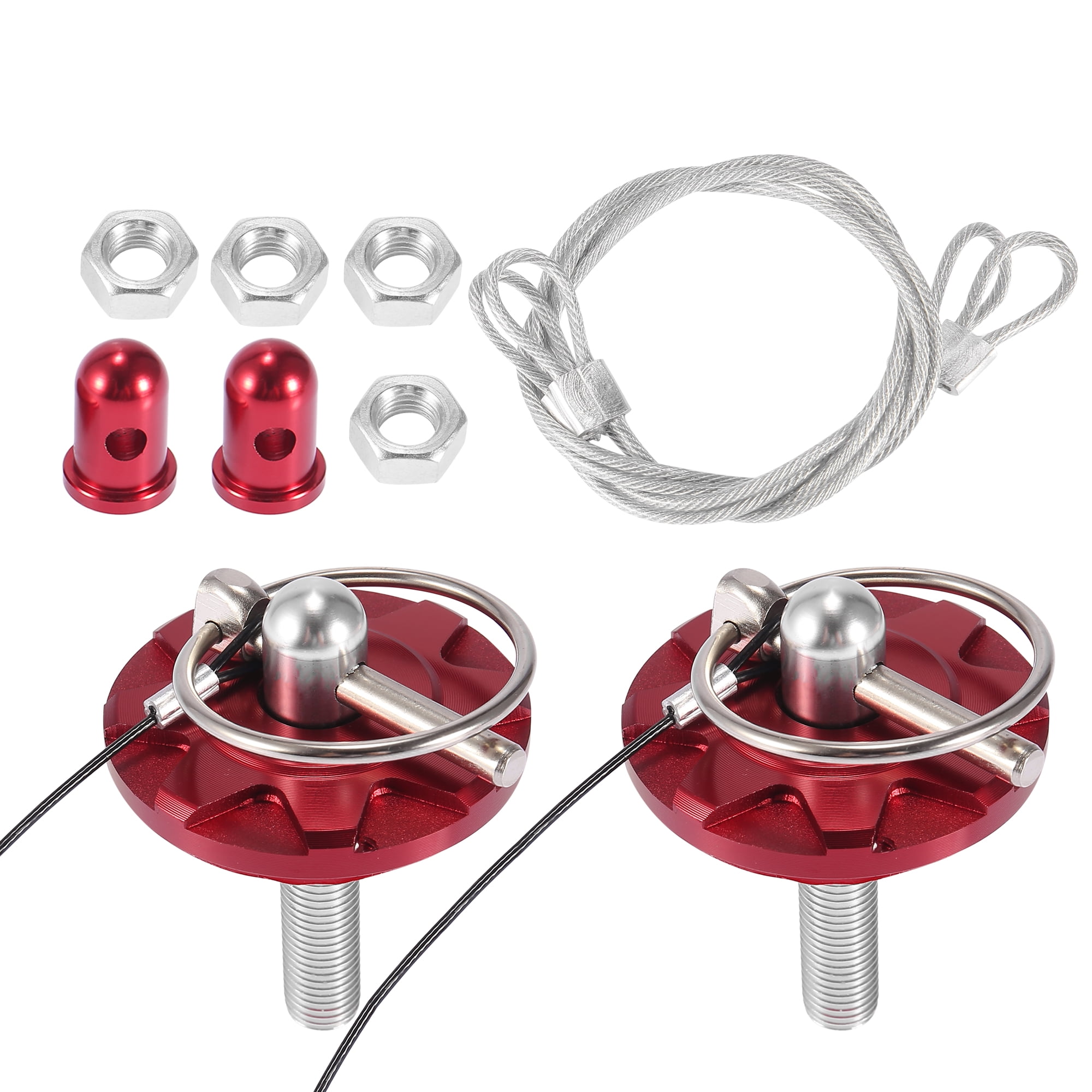 2 Set Red Aluminum Alloy Universal Car Hood Pin Kit Hood Pin Lock Latch