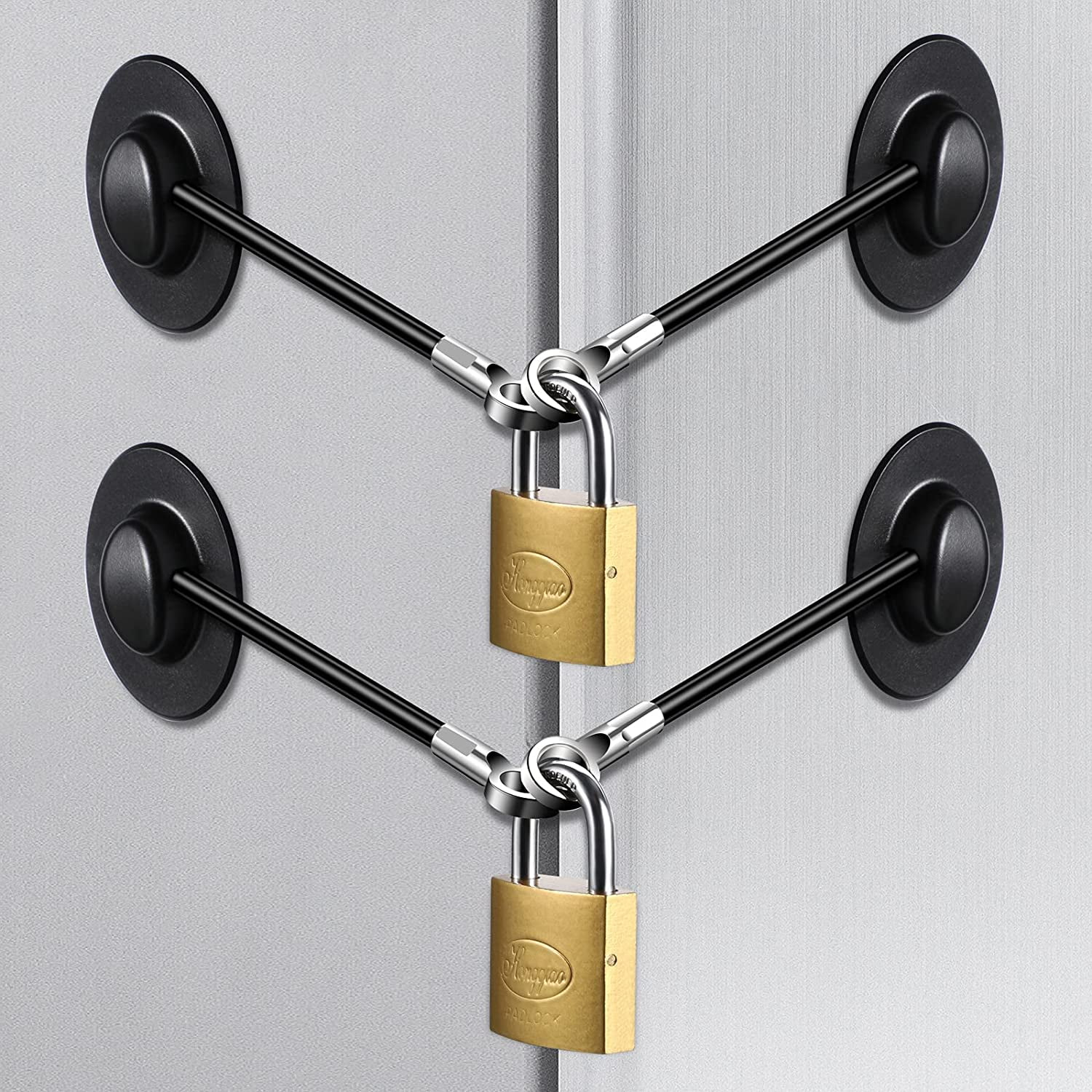 2 Set Refrigerator Locks with Keys Adhesive Fridge Freezer Door Lock Cabinet Drawer Security Restrictor for Adults Roommates