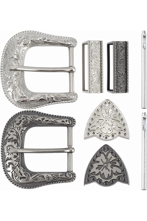 2 Set Replacement Belt Buckle Zinc Alloy Floral Engraved Buckles for Any Festivals and Occasions Gifts Silver White K Colorful DIY