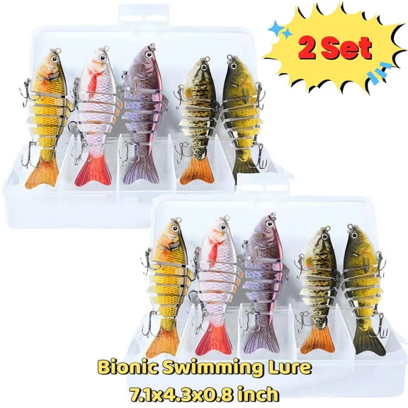 2 Set Robotic Fishing Lure, 3D Bionic Swimming Bait for Freshwater & Saltwater, Fishing Gear Attracts Fishing Lures Trout Bass for Beginners
