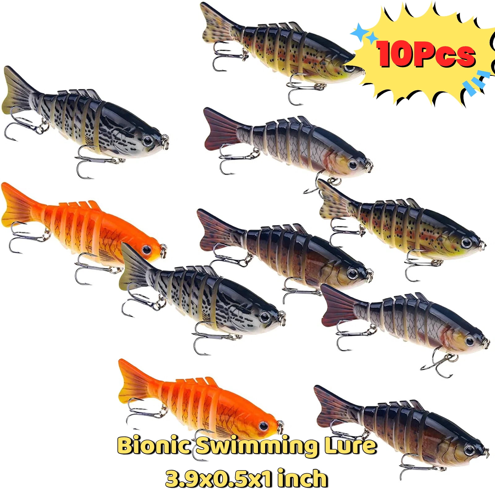 10Pcs Robotic Fishing Lure, 3D Swimming Bait for Freshwater & Saltwater, Fishing Gear Attracts Fishing Lures Walleye Trout Bass for Beginners, Amateurs and Professionals