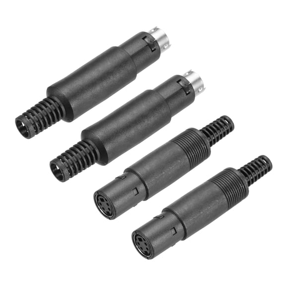 2 Set S-Video DIN Mini Socket 4 Pin Signal Transmission Mini Din Plug Mini Din Connector(PS/2 Male and Female Plug)