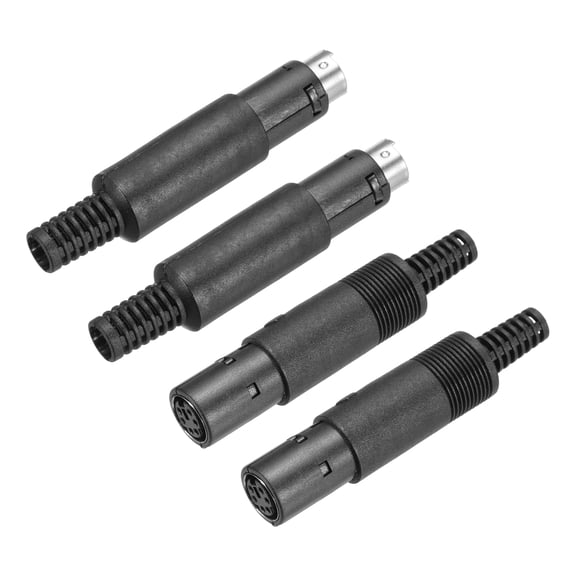 2 Set S-Video DIN Mini Socket 6 Pin Signal Transmission Mini Din Plug Mini Din Connector(PS/2 Male and Female Plug)