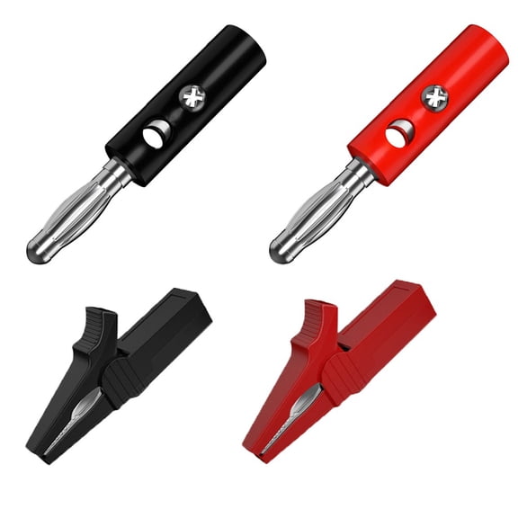 2 Set Safety Insulated Test Leads Crocodile Clips 55Mm With 4Mm Banana Connector