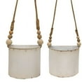 thumbnail image 1 of 2/Set Shabby Chic Half Round Planters With Jute Hangers, 1 of 1