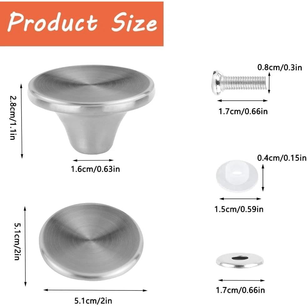 2 Set Silver Knob Handle, Stainless Steel Pots Replacement Knob Compatible