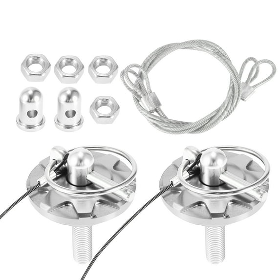 2 Set Silver Tone Universal Car Hood Pin Kit Hood Pin Lock Latch Catch Set Aluminum Alloy