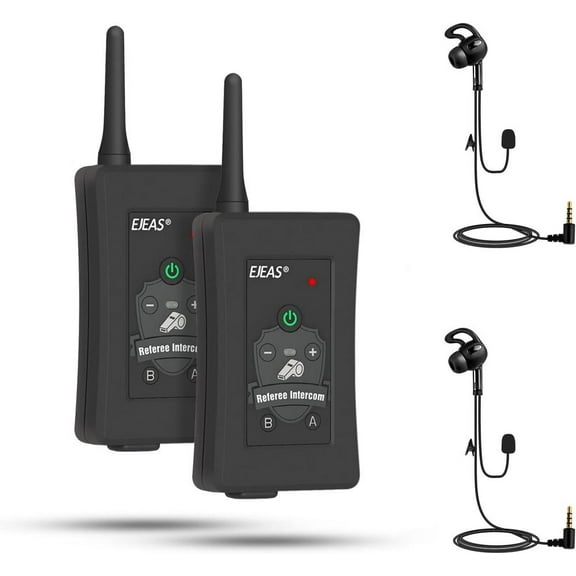 2PC EJEAS FBIM Professional Soccer Referee Bluetooth Intercom Headset, 4-Way 1500M Referee Communication