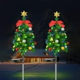 thumbnail image 1 of 2 Set Solar Christmas Decorations Trees Lights Outdoor Waterproof, Solar Xmas Pathway Lights with Bow and Bell, Solar Stake Lights Xmas Tree Garden Decor for Pathway Lawn Patio, 1 of 8