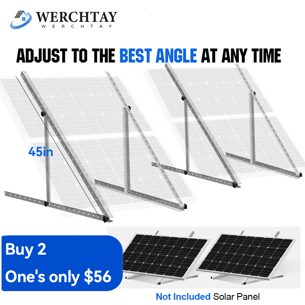 2 Set Solar Panel RV Tilt Mount（45in）Brackets Roof Flat Surface ...