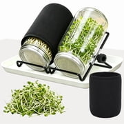 2 Set Kitchen Seed Sprouter Kit, 32oz Wide Mouth Mason Jar Kit for Home Sprouting Mung Beans Broccoli, Sprout Lid, Stand, Drain Tray, Blackout Sleeve