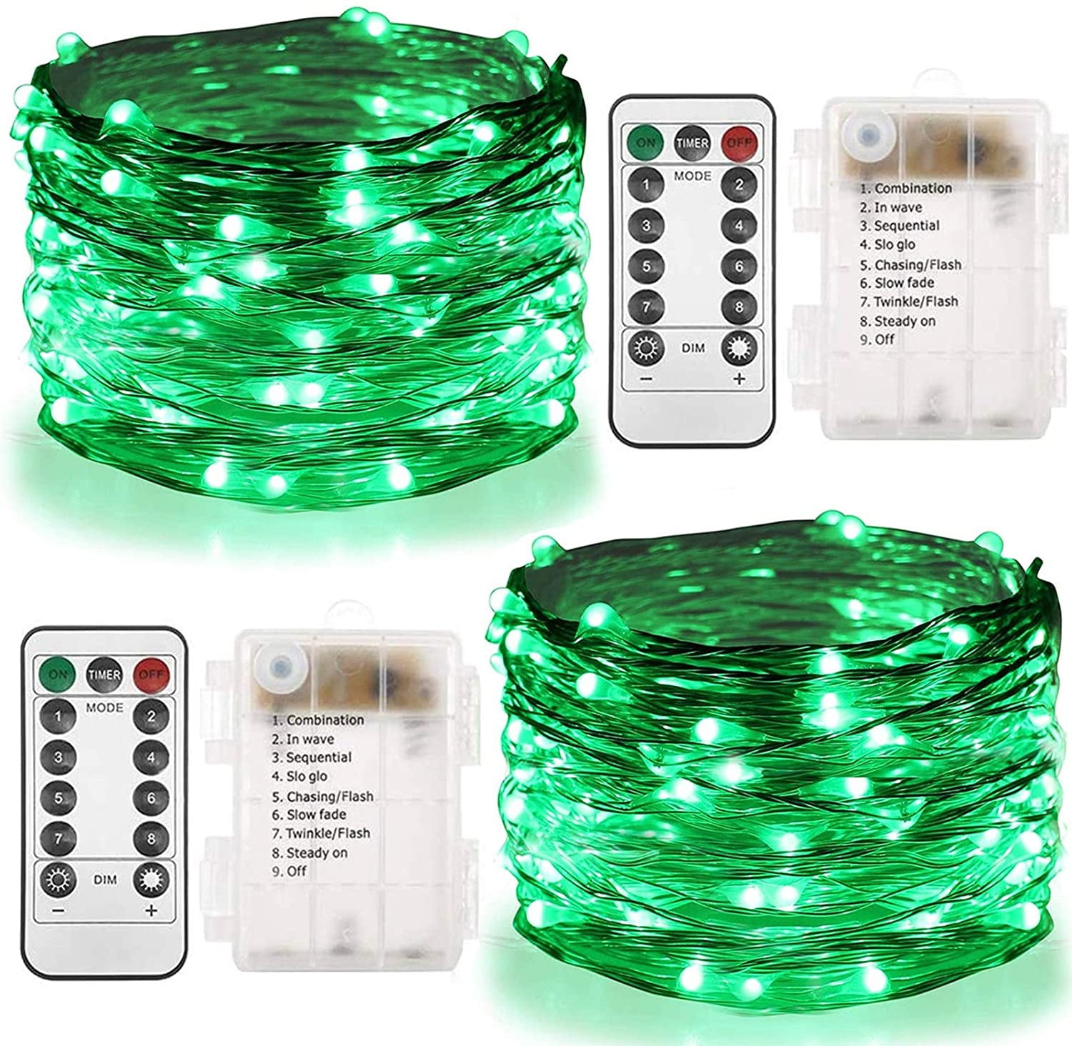 2 Set St Patricks Day Fairy Lights Battery Operated, 33ft 100 LED