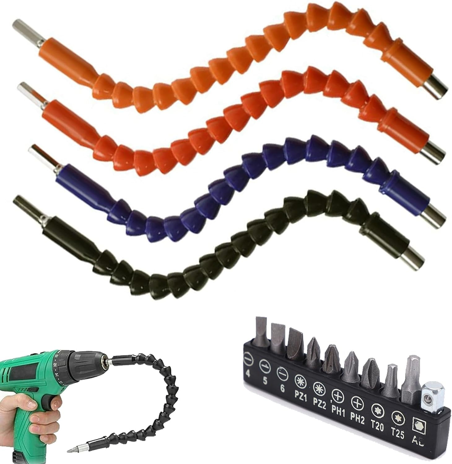 2 Set Superbit, Super Bit Flexible Drill Bit Extension, Superbit  Screwdriver Flexible, Super Bit Flexible Shaft, Superbit Bends and Twists  360 Degrees 