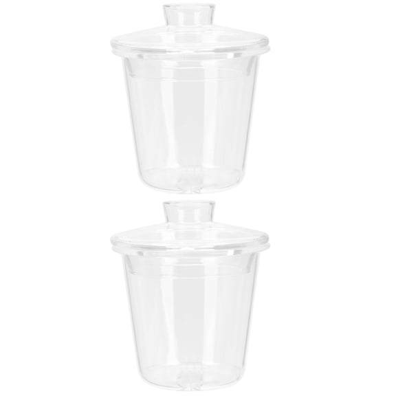 CIMAXIC 2 Sets Transparent Round Glass Tea Infuser with Lid for Home Use